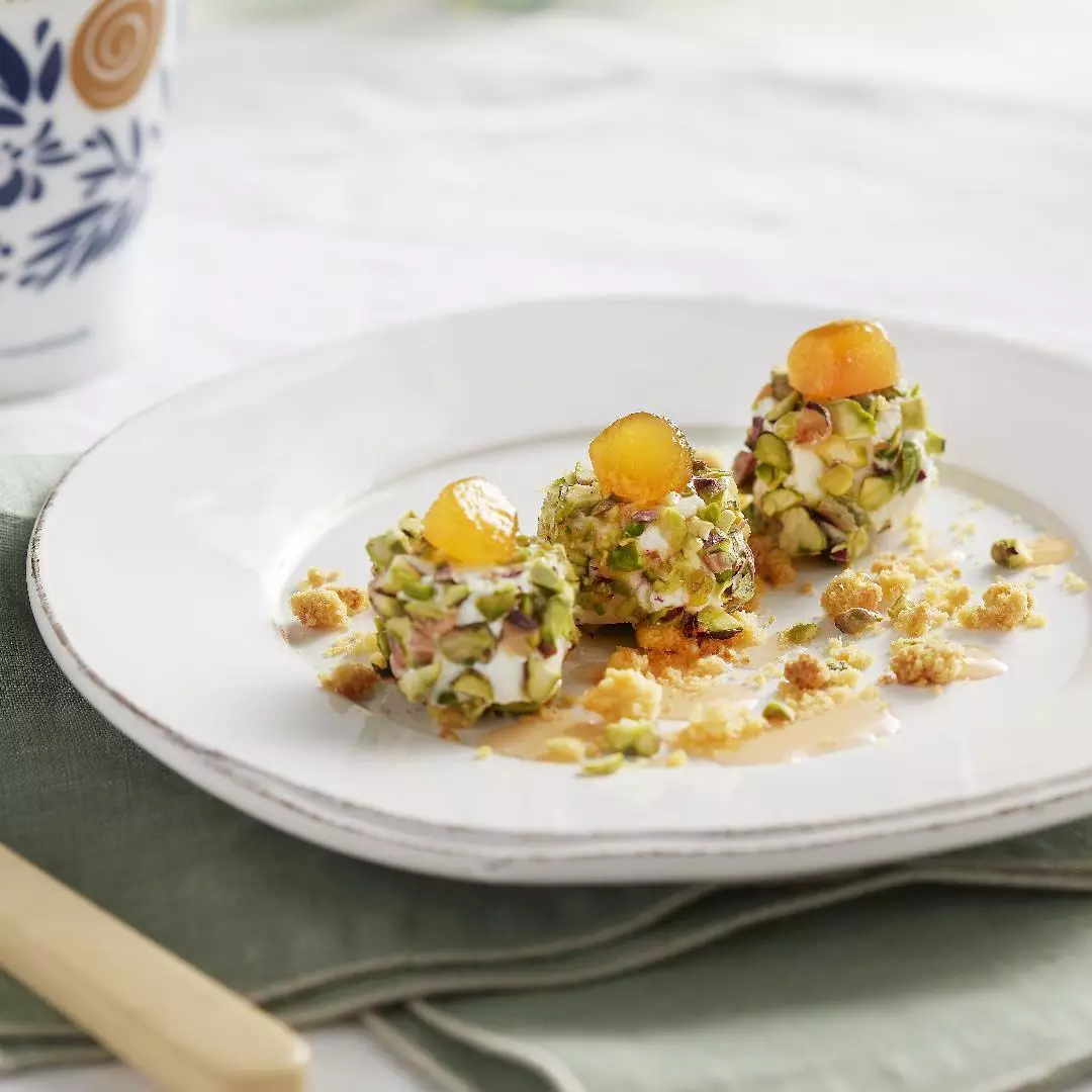 Queijo de cabra com Zenzero Fabbri e pistaches